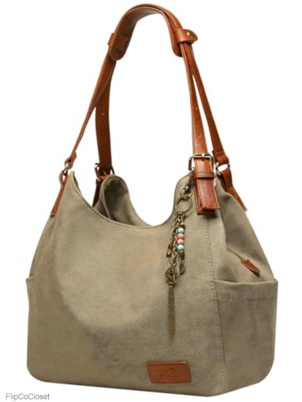 Womens Canvas Hobo Tote Bag Embroidery Ethnic Multi Pocket Shoulder Handbag